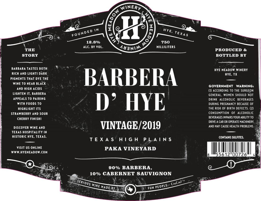 2019 Barbera D' Hye